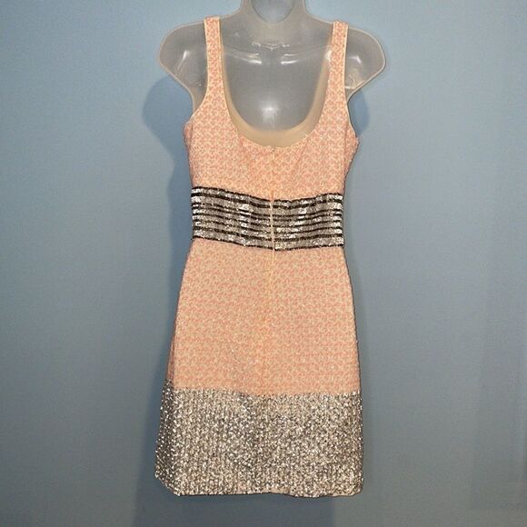 Badgley Mischka Sequin Beaded Sleeveless Mini Sheath Cocktail Dress - Picture 8 of 16